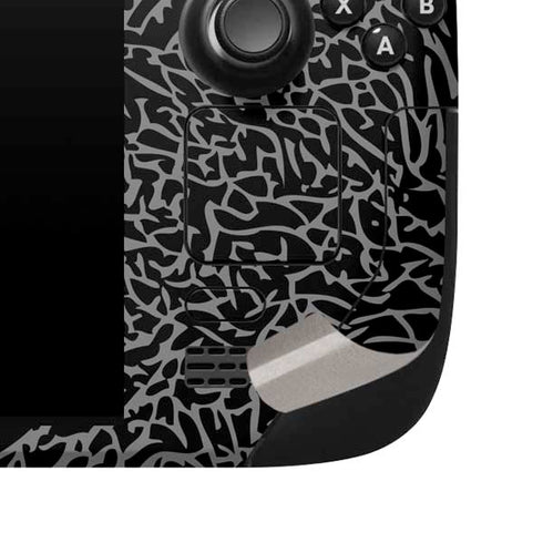 Elephant Print Black Steam Deck Handheld Gaming Computer Skin